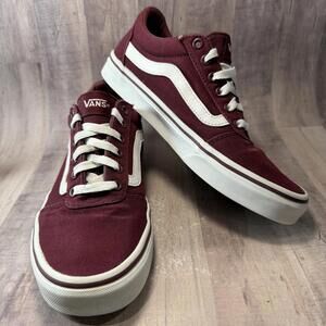 Vans Women's 8.5 Low Top Maroon Burgundy Shoes Skate Canvas Off The Wall